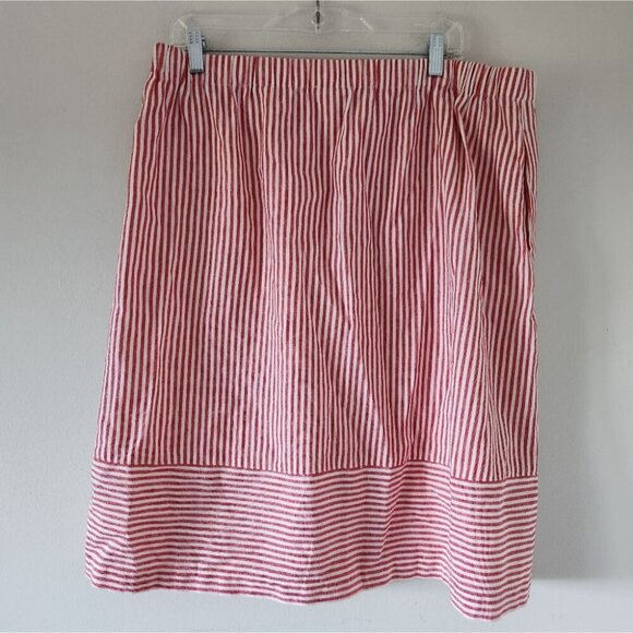 J. CREW | Red & White Stripe Linen Blend Skirt Women's Size XL 2018 G5893 - Picture 3 of 7
